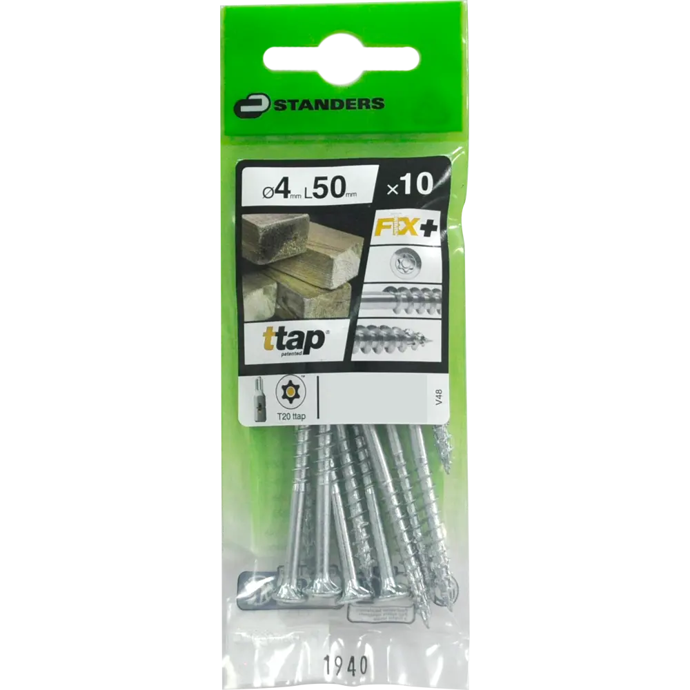 Саморезы для деревянного домостроения STANDERS T-TAP оцинкованные 4x50, 10 штук 82184763 STLM-2129251  - Вид №2