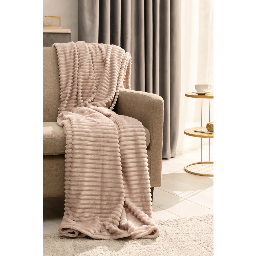 Плед Strips 150x200 см велсофт цвет розовый Santreyd STLM-2065602 - Вид №3