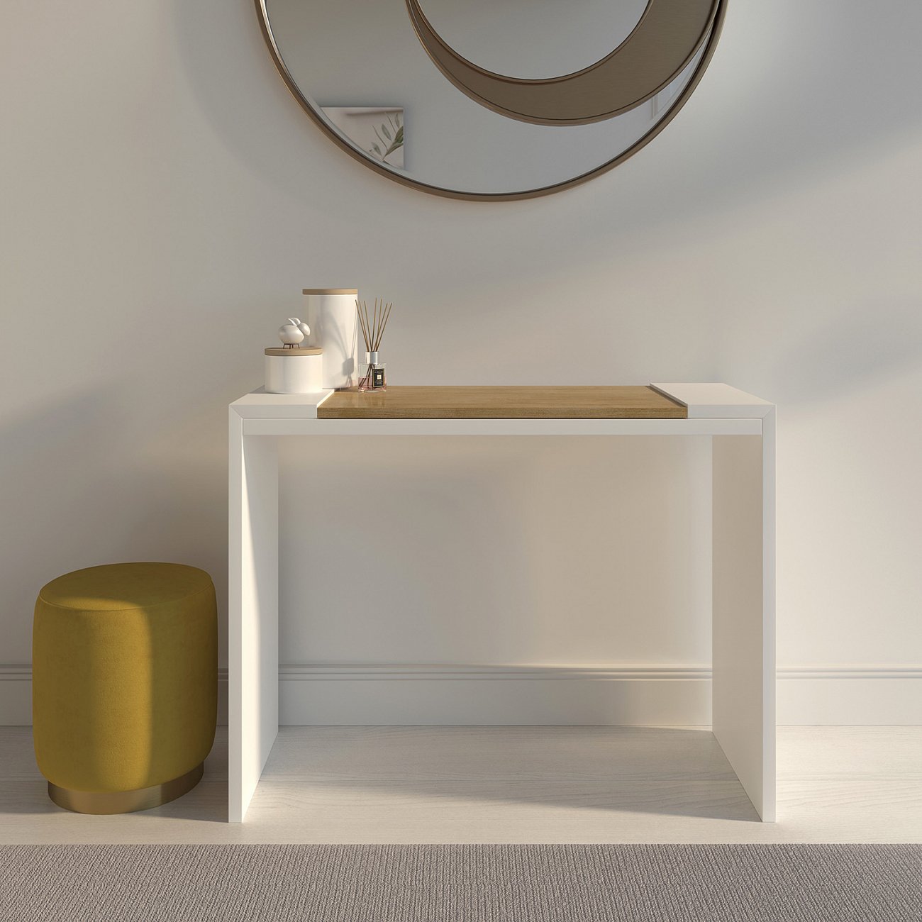 Консоль с дубовой столешницей 100х70 см белая Mos BRAGIN DESIGN  00-3879372 Белый  - Вид №1