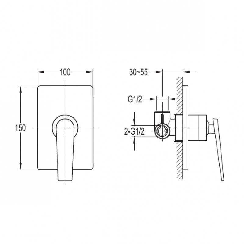 Встраиваемый однорычажный смеситель Cezares BADEN-F-DIM-01  - Вид №1
