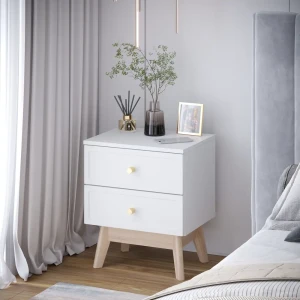 Тумба прикроватная 2 ящика KONSENSA Лион Амьен 45x54x35 см ЛДСП цвет белый