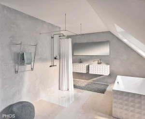 DSU1200-1200K45 U-образный карниз для душевой занавески, 120 x 120 x 120 см для приклеивания к стене PHOS