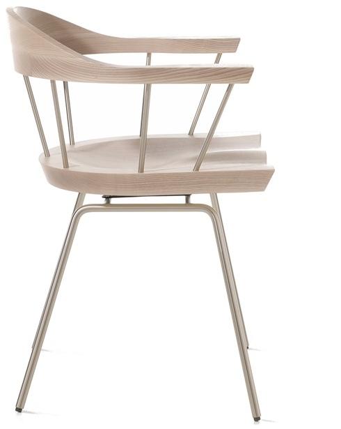 BassamFellows Стул из стали и дерева с подлокотниками Spindle Cb-28s+cb-208 - Вид №2