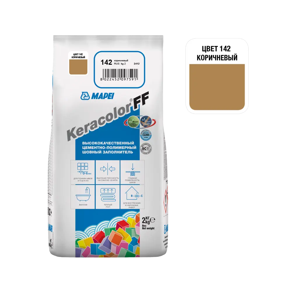 Затирка цементная MAPEI Keracolor FF 142 для влажных помещений 81981441 STLM-0016531 - Вид №1