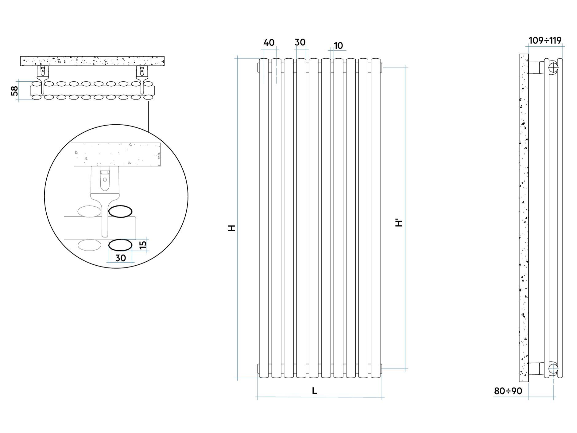 Вертикальный стальной мебельный радиатор с эллиптическими трубчатыми элементами Irsap Ellipsis ARCH-00137798 - Вид №2