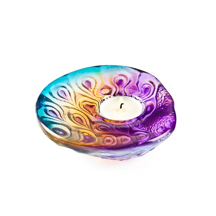 69039 Подсвечник "Павлин", пурпурный/жёлтый/бирюзовый, 140 мм. Maleras 
