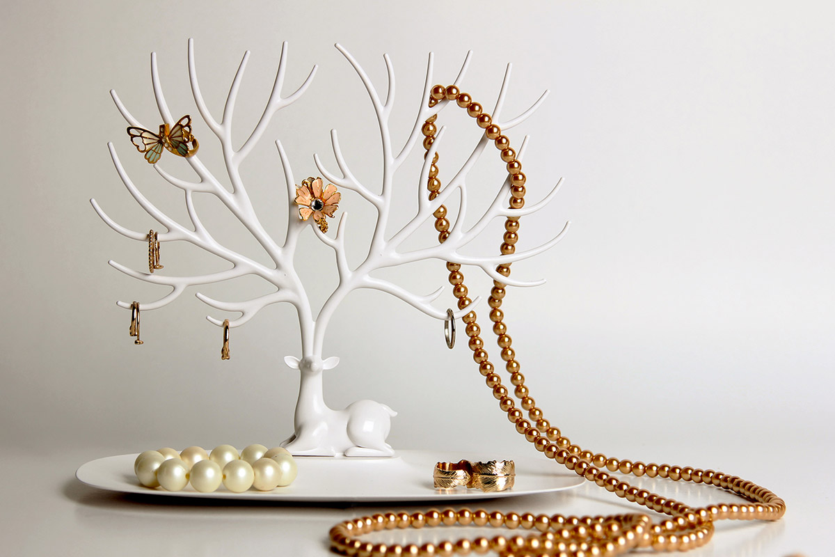 Декоративный органайзер для украшений Deer малый белый Qualy QL10171WH - Вид №3