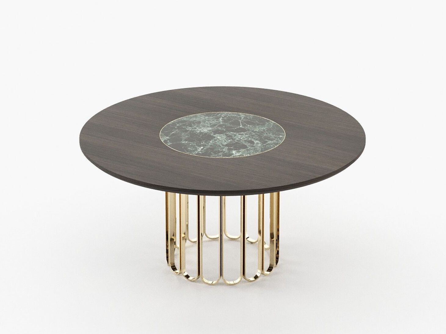 Круглый стол из нержавеющей стали и дерева с Lazy Susan Laskasas Шерил ARCH-00104797 - Вид №1