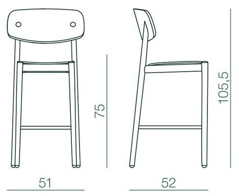 Bedont Высокий деревянный табурет со спинкой Fizz B95 801f / b95 801r - Вид №4