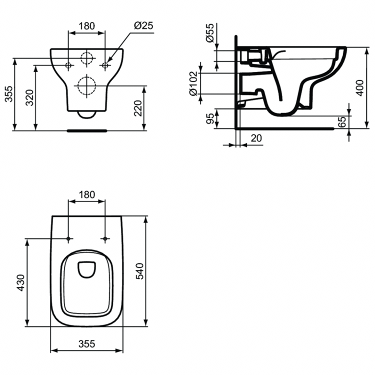 WA330101 3 в 1 I.life A Промо-комплект с инсталляцией PROSYS ECO FRAME M E233267, унитазом i.life A T471701 и сидением и крышкой T453001 Ideal Standard PROSYS ECO FRAME i.life  - Вид №12