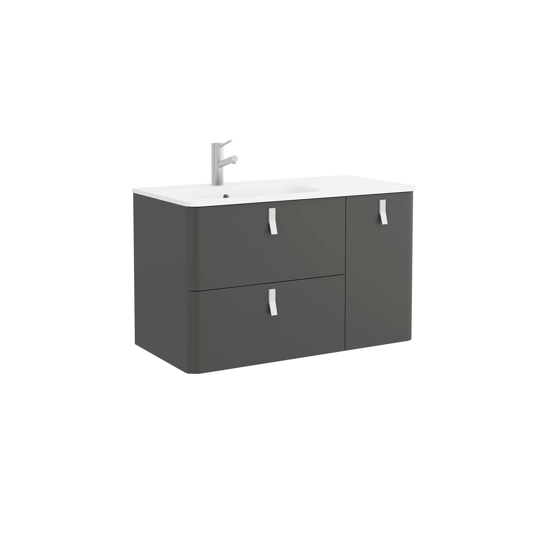 24603 SALGAR Мебель для умывальника UNIIQ 900 правая MATT ANTHRACITE 897 x 540 x 450 мм Матовый антрацит  - Вид №3
