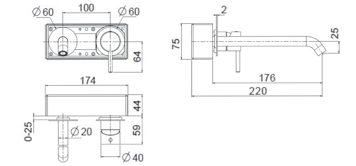 Однорычажный смеситель для раковины из нержавеющей стали Gaia Mobili Complements ARCH-00010728 - Вид №1
