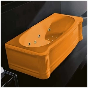 Ванна Gruppo treesse New Classic ATC-V677Q-DX-O оранжевая с гидромассажем аэромассажем дезинфекцией и дистанционным управлением прямоугольная правая  с золотой фурнитурой