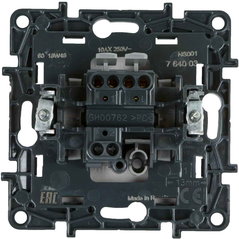 Выключатель одноклавишный - Legrand Structura - 10А 250В безвинтовые зажимы - магнезиум STLM-2120335 - Вид №4