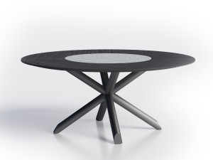 Круглый металлический стол с деревянной столешницей