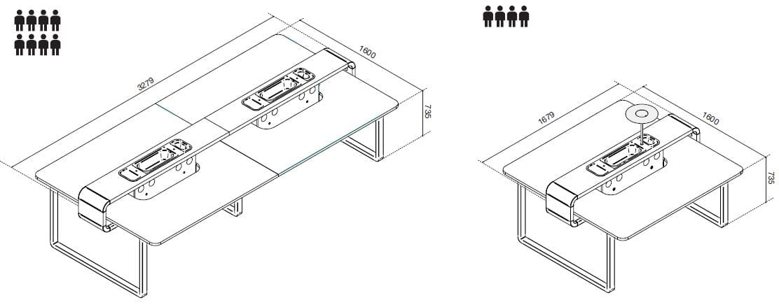 Прямоугольный стол для совещаний с электрической розеткой Mikomax Smart Office Hushoffice ARCH-00008619 - Вид №7