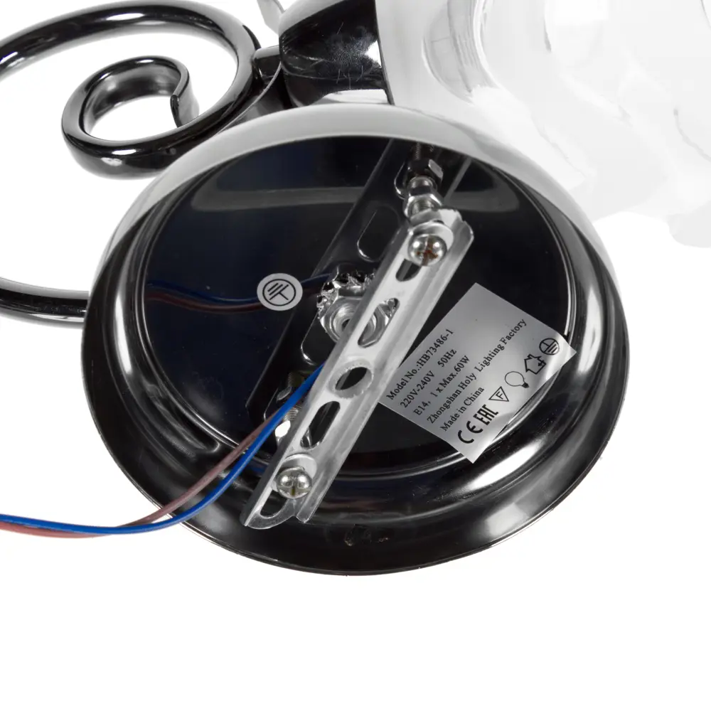 Бра ШИК 1xЕ14x60Вт, чёрный/хром, металл/стекло Santreyd STLM-2030712 - Вид №1