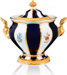 84074 Meissen Сахарница 10,5см "Форма - Икс" (россыпь цветов, кобальт) Фарфор