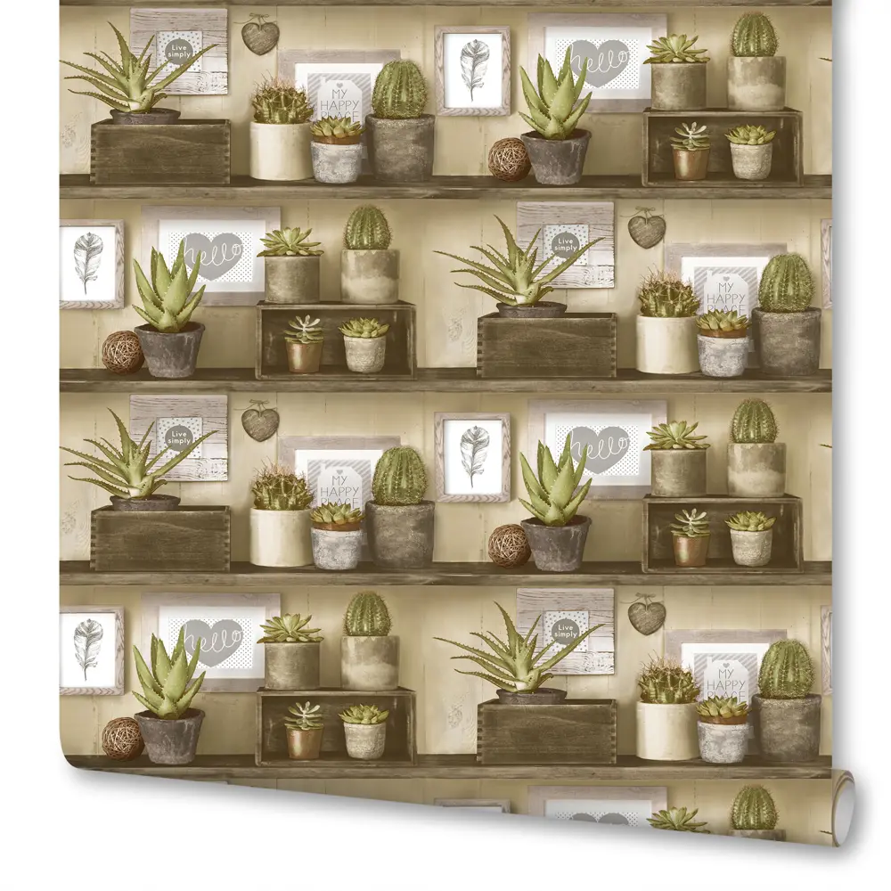 Обои бумажные Euro Décor «Cactus» 2016-05, 0.53x10 м, цвет коричневый 82024407 STLM-2070061 EURO DECOR Кактус