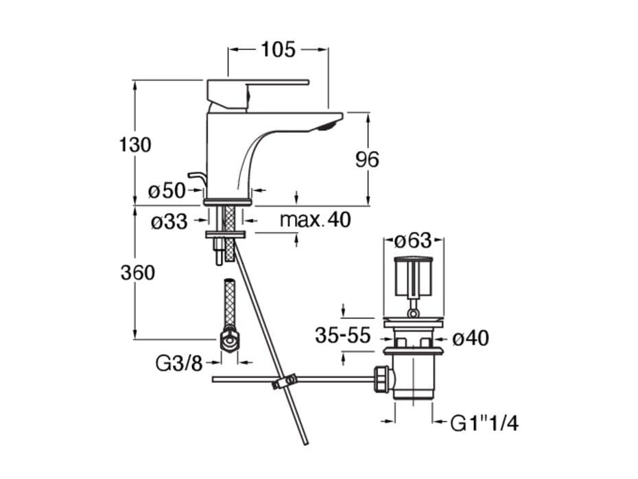 Однорычажный смеситель для раковины CRISTINA Rubinetterie Step ARCH-00126168 - Вид №1