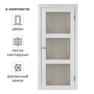 Дверь межкомнатная со стеклом Адажио 70x200 см Hardflex белый с замком и петлями 88287692 STLM-2120509