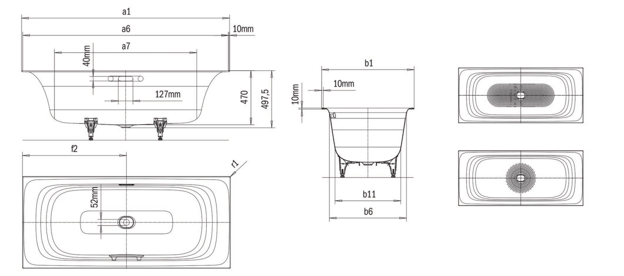 Прямоугольная эмалированная стальная ванна KALDEWEI Nuio Duo ARCH-00053507 - Вид №14