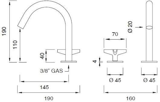 Ceadesign Гидропрогрессивный смеситель на 2 отверстия с поворотным изливом Cross Crx 01 - Вид №2