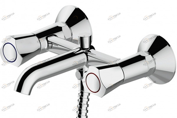 Смеситель для ванны с коротким изливом и аксессуарами DUO F6133186CP-B-RUS bravat