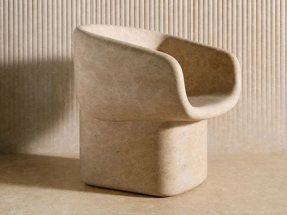 Мраморное вращающееся кресло с подлокотниками LUCE DI CARRARA Козимо ARCH-00140402