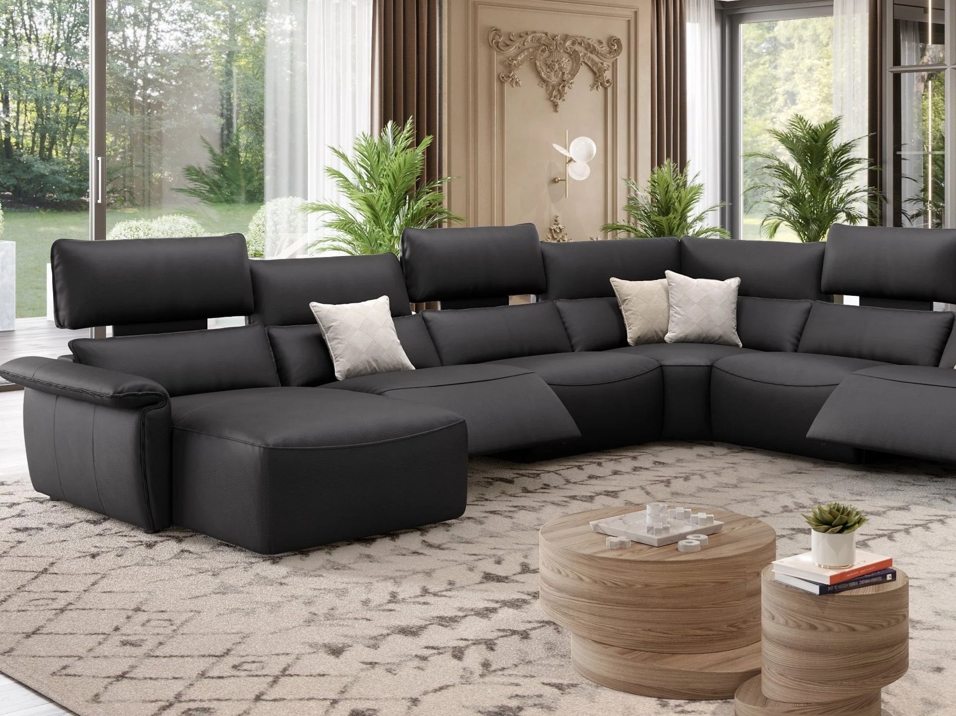 Кожаный угловой диван с полуостровом Sofanella Merida ARCH-00130672 - Вид №1