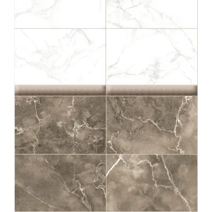 Комплект панелей ПВХ Темно-бежевый Мрамор 8 мм 2700х375 мм 2.025 м² 2 шт