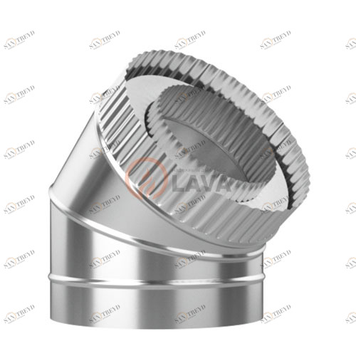 Сэндвич-отвод LAVA 180/250, угол 45*, нерж. 439 (0,5)/оцин. (0,5) 5738