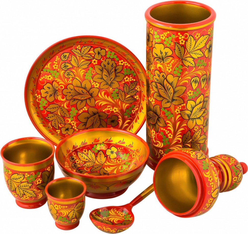 10660467 Хохломская Роспись Набор "Осенний" 35пред. (Высшая категория) Дерево 