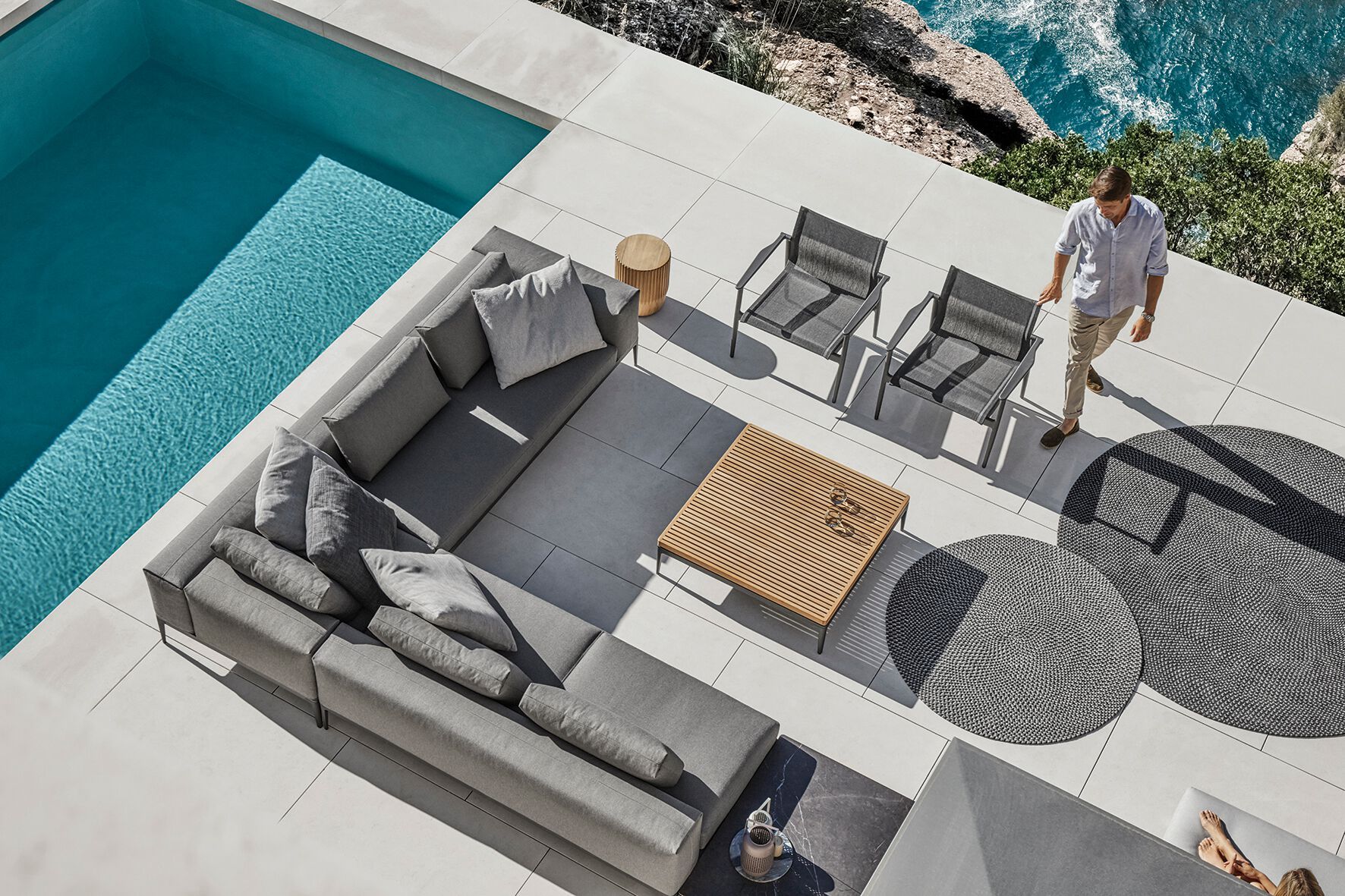 Тканевый угловой модульный садовый диван Gloster сетка ARCH-00114712 - Вид №12