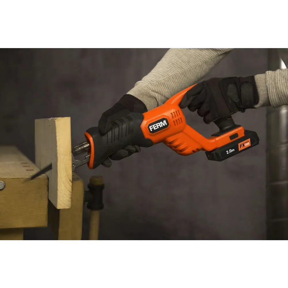 Аккумуляторная сабельная пила Ferm RSM1022KIT, 20 В Li-Ion 1х2 Ач Santreyd STLM-2194039 - Вид №5