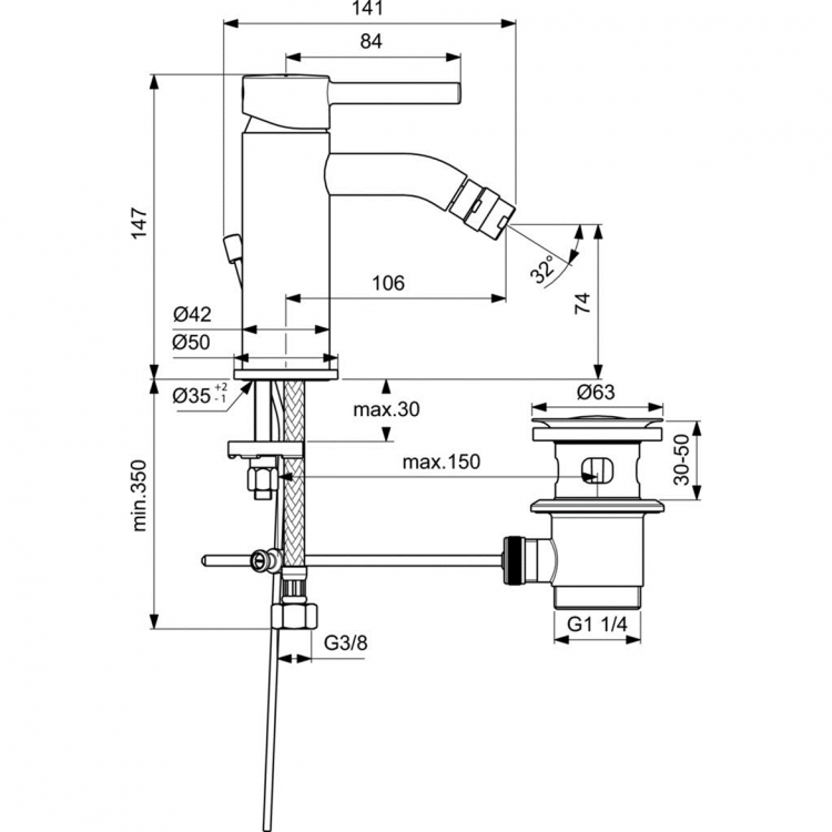 BC197AA Смеситель для биде Ideal Standard CERALINE - Вид №7