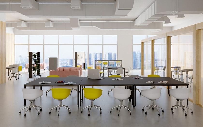 Grado Design Квадратный стол со стальными колесами и столешницей из МДФ Pipe Pip-tb-01w - Вид №1