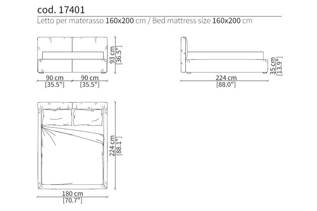 Тканевая кровать с мягким изголовьем Frigerio Купер ARCH-00023815 - Вид №8