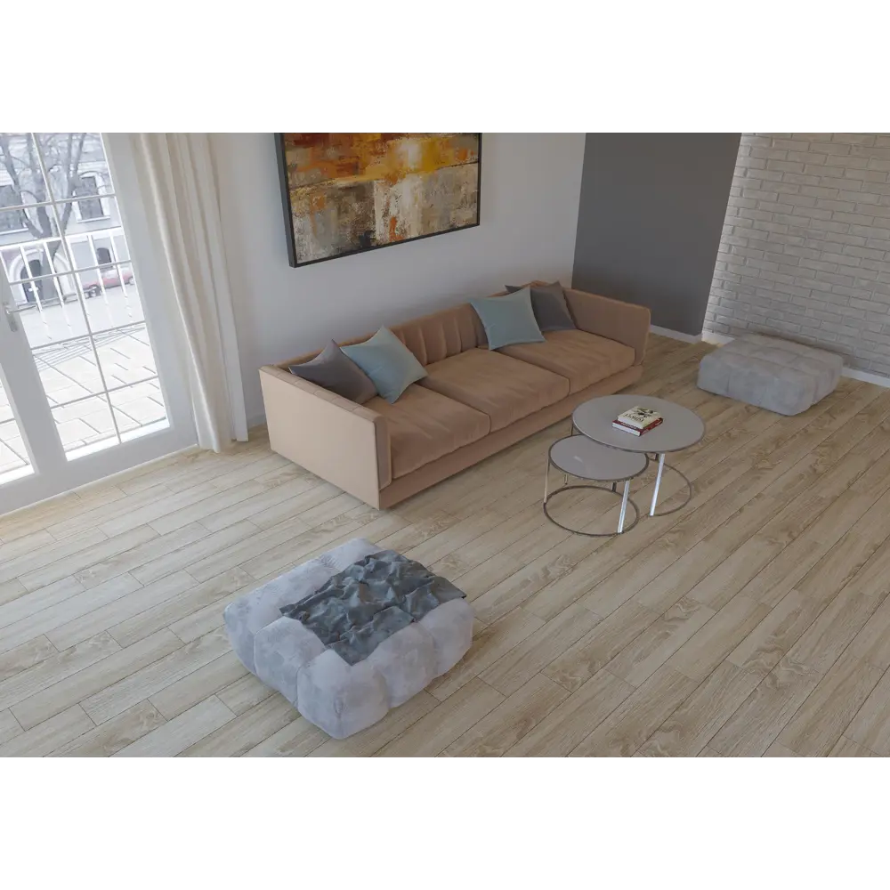 Керамогранит Elma 15X60 см 1.35 м² цвет кремовый Santreyd STLM-2093175 - Вид №2