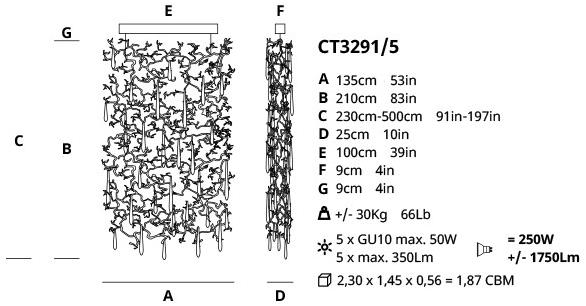Serip Подвесной светильник из бронзы ручной работы Aqua Ct3291/5 - Вид №2