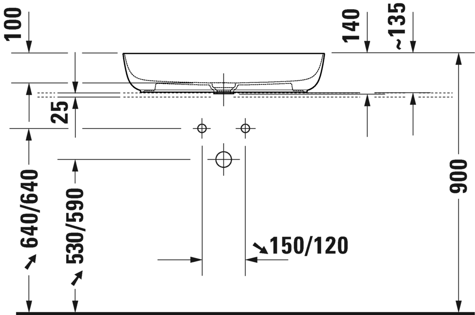 0379702600 Накладная раковина на столешницу  овальная Duravit Luv - Вид №3