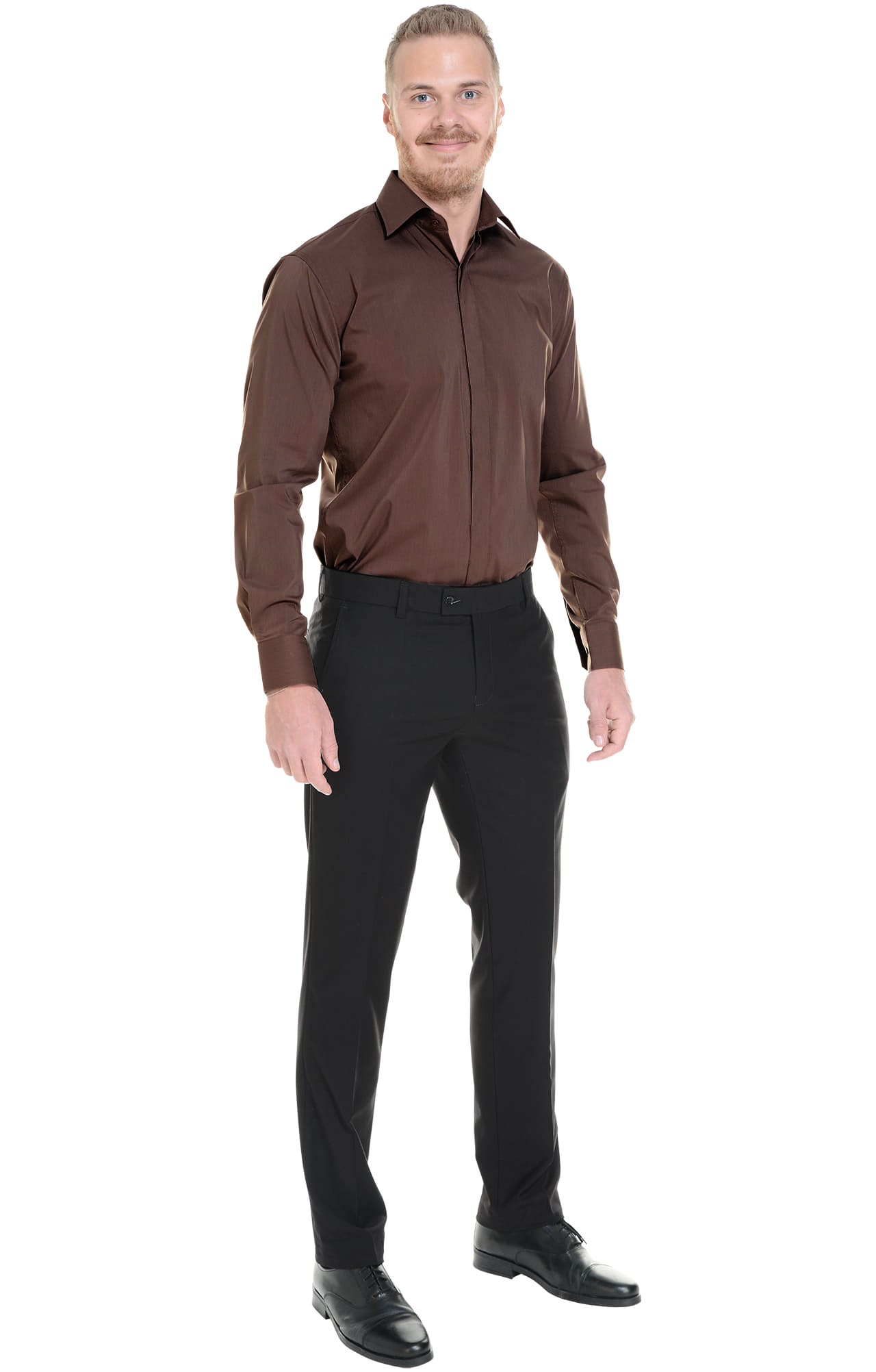 62454 Рубашка мужская  chocolate El-Risto  Корпоративная одежда  размер 42/170-176  - Вид №5