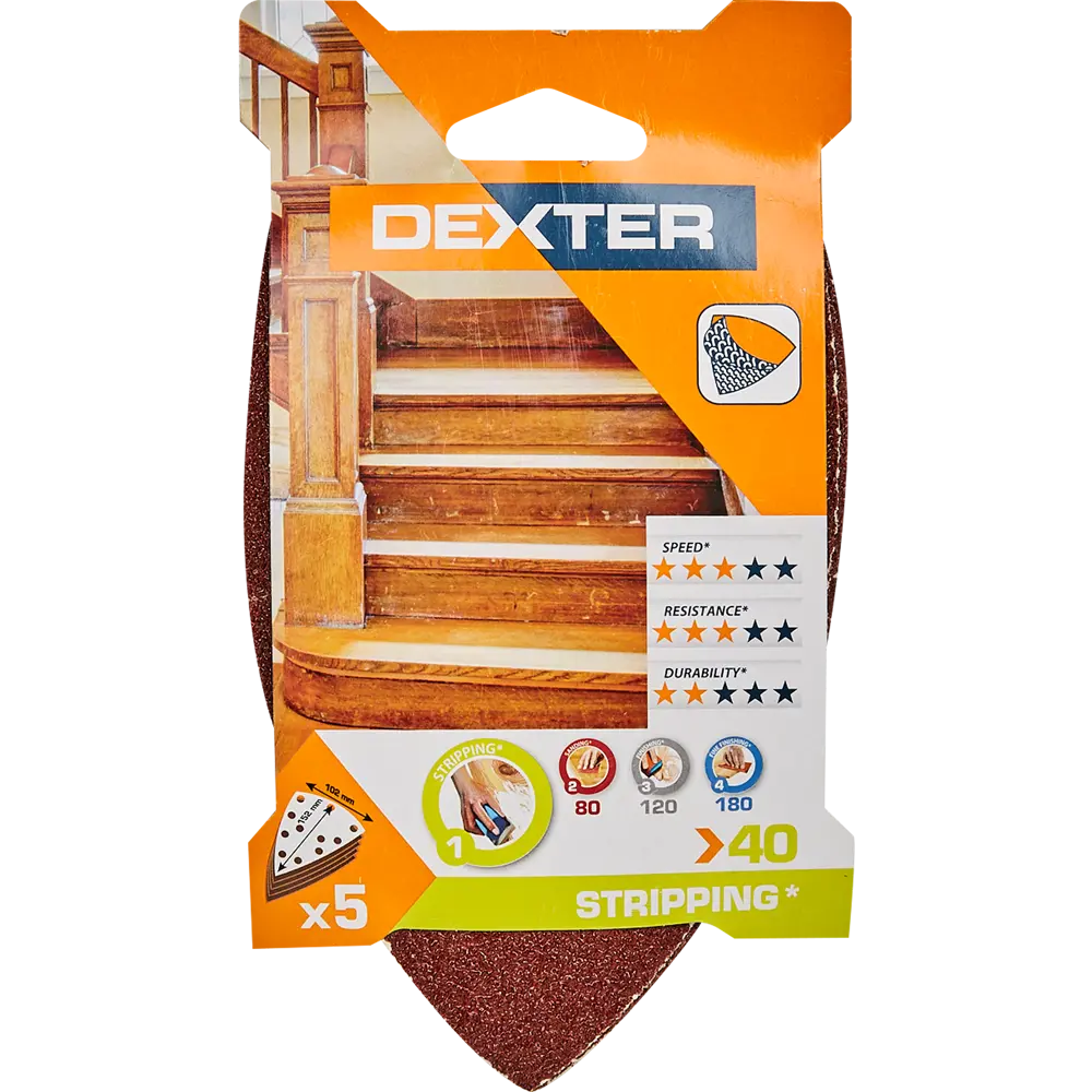 Шлифовальные листы Dexter P40 для грубой обработки дерева, 5 шт 80126253 STLM-1578686 - Вид №3