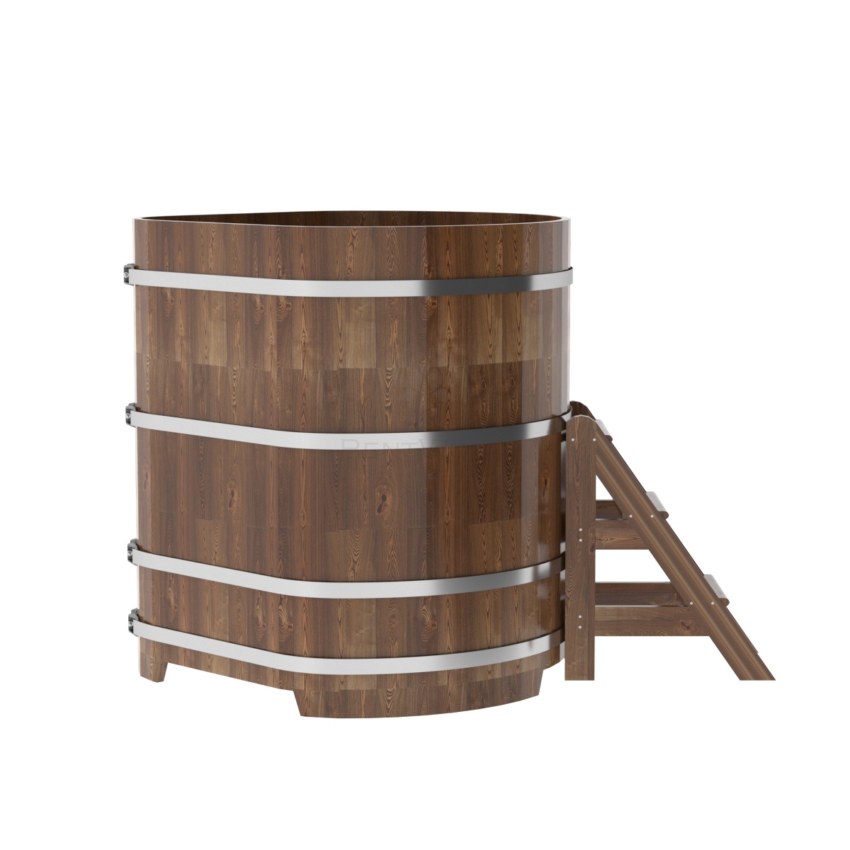 1580 Купель угловая из сращенных ламелей лиственницы 1,19х1,19х1,4 морёная Alyarus  - Вид №3