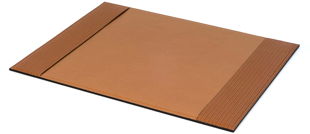 Настольный коврик с боковыми лентами - 56X42,5 см / плетеная кожа_серо-коричневый