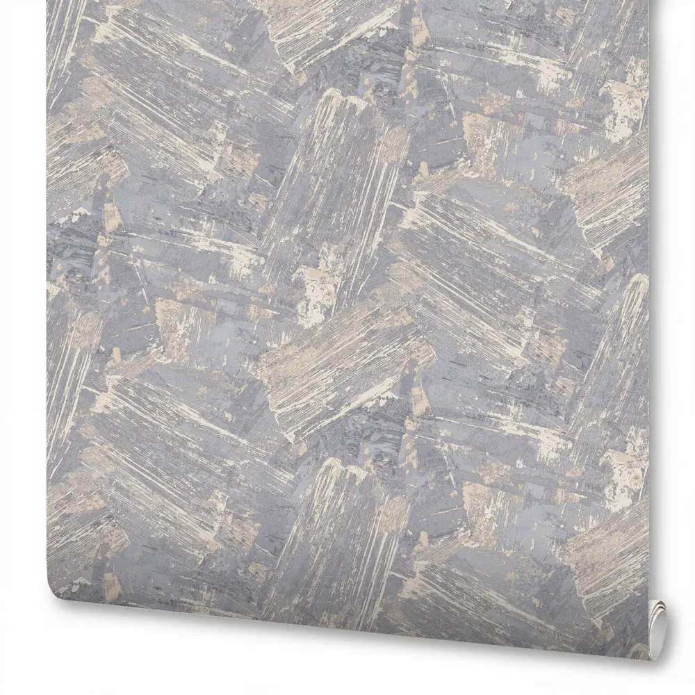 Флизелиновые обои Wallsecret Encanto серо-синие с тиснением 89363298 STLM-0834119