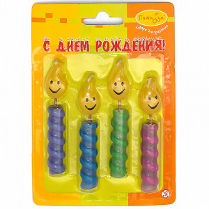 108566 Набор свечей для торта 1 см 4 шт. "Огоньки" 4 шт. 65-1106CT68 Патибум