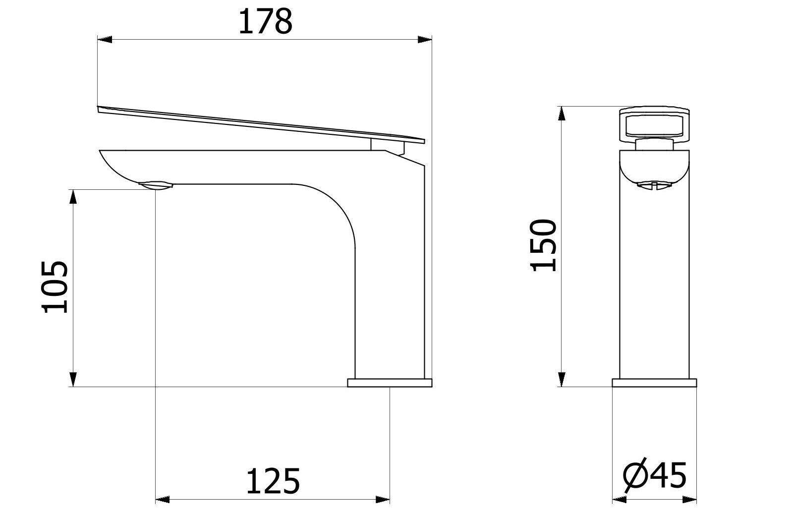 Однорычажный смеситель для раковины с автоматическим сливом IB K2 ARCH-00056911 - Вид №7
