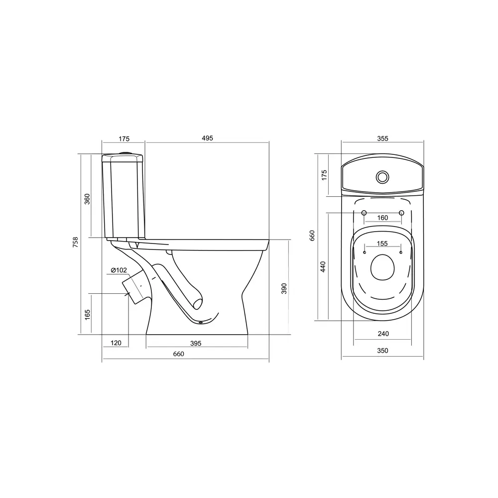 Унитаз-компакт Santek Алькор косой выпуск двойной слив STLM-2011395 - Вид №5