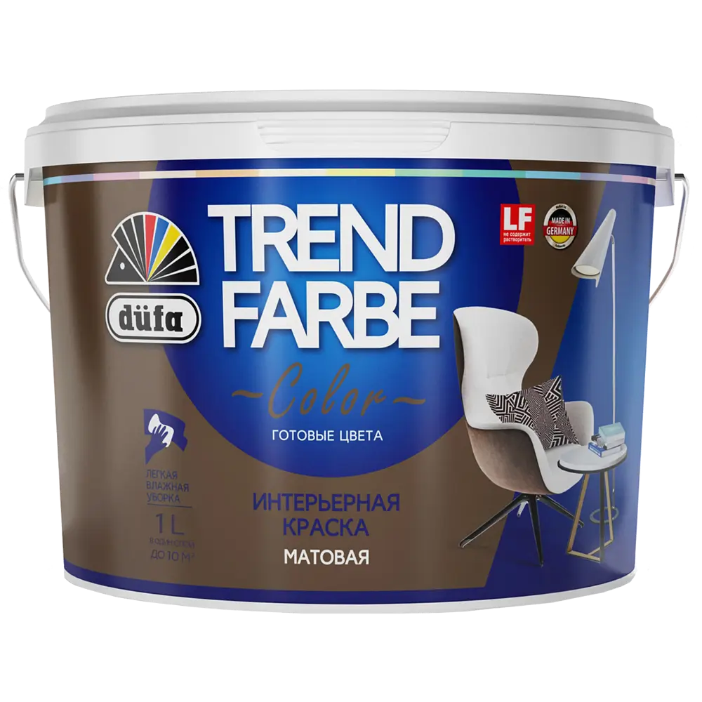 Краска для стен и потолков Trend Farbe цвет Шоколад 1 л Dufa STLM-2020212 - Вид №1